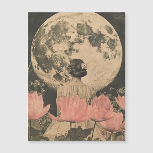 月の輝くエレガンス – 月のある女性のバックビュー (正面)