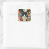 月の輝くエレガンス – 月のある女性のバックビュー3 スクエアシール (バッグ)