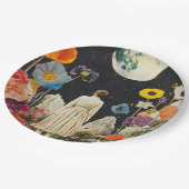 月の輝くエレガンス – 月のある女性のバックビュー3 ペーパープレート (アングル)