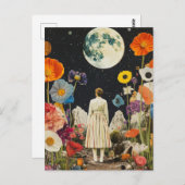 月の輝くエレガンス – 月のある女性のバックビュー3 ポストカード (正面/裏面)