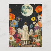 月の輝くエレガンス – 月のある女性のバックビュー3 ポストカード (正面)