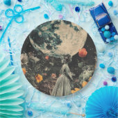 月の輝くエレガンス – 月のある女性(3) ペーパープレート (パーティー)