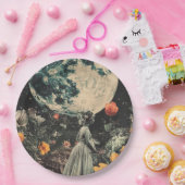 月の輝くエレガンス – 月のある女性(3) ペーパープレート (パーティー)