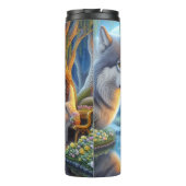 月の輝くセレニティ、女性と狼のパック。 タンブラー (裏面)