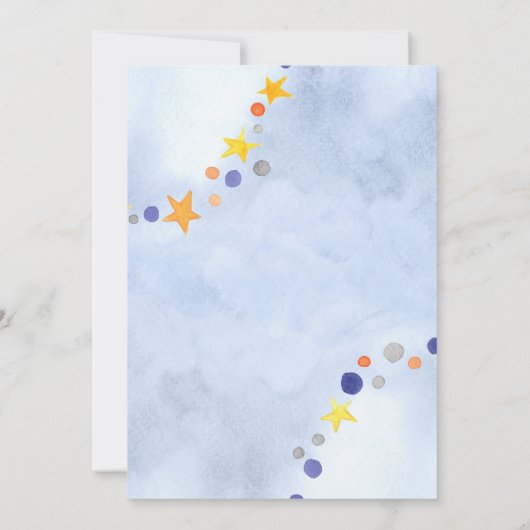 月の輝カラフルく小さな星のジェンダーが明らかにする 招待状 (裏面)