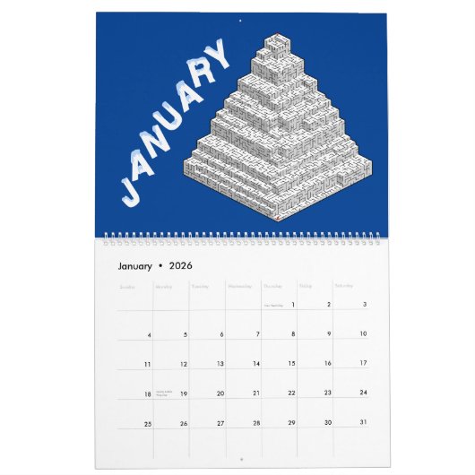 月の迷路 カレンダー (1月 2026)