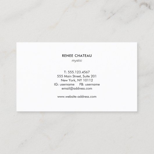 月の金ゴールドムーンフェイズエネルギーヒーラー 名刺 (裏面)