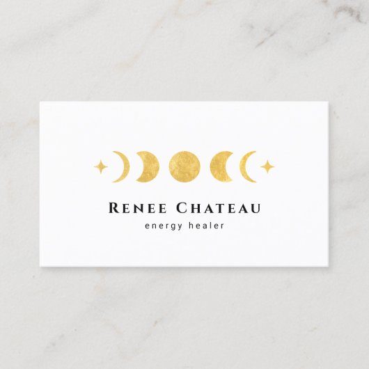月の金ゴールドムーンフェイズエネルギーヒーラー 名刺 (正面)