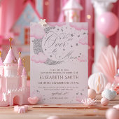 月の銀ピンクの赤ちゃんシャワーの上 招待状