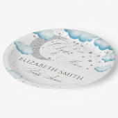 月の銀色の少年の赤ちゃんシャワー以上 ペーパープレート (アングル)