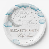 月の銀色の少年の赤ちゃんシャワー以上 ペーパープレート (正面)