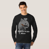 月の長く黒いTシャツの捕鯨船 Tシャツ (正面フル)