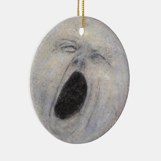 月の陶磁器のオーナメントのあくびをする人 セラミックオーナメント (右)