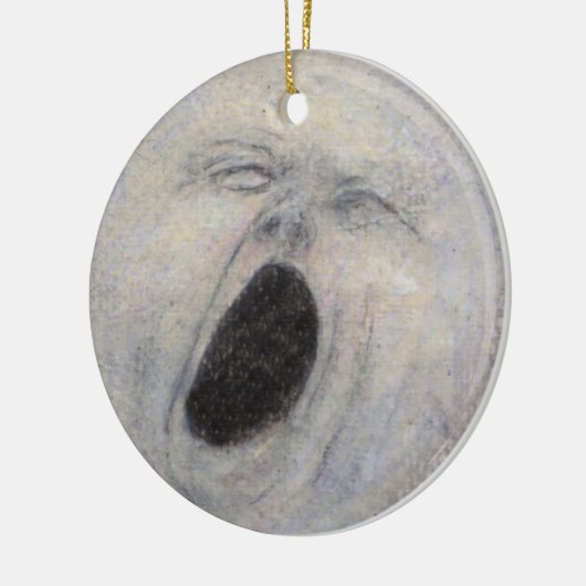 月の陶磁器のオーナメントのあくびをする人 セラミックオーナメント (左)