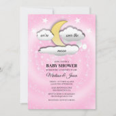 月の雲と星の上に赤ちゃんシャワー 招待状 (正面)