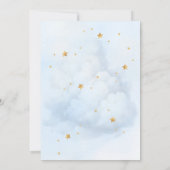 月の雲の上で飛行機のコード男の赤ちゃんシャワー 招待状 (裏面)