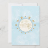 月の青いフローラ緑の男の子の赤ちゃんシャワー 招待状 (裏面)