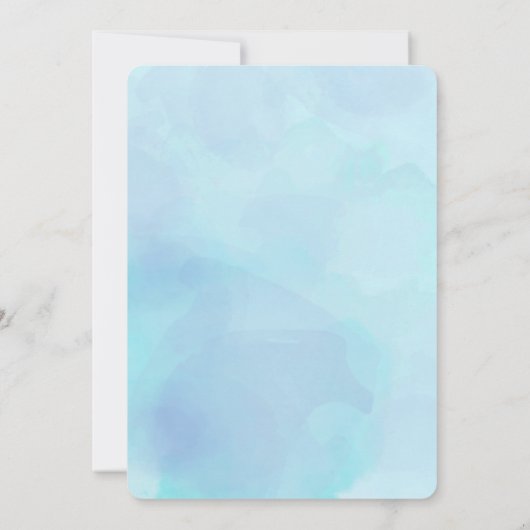 月の青い水色のベビーシャワーの上 招待状 (裏面)