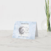 月の青い男の子の赤ちゃんシャワーサンキューカード サンキューカード (正面)