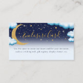 月の青い男の子の赤ちゃんシャワー囲いカードの上 エンクロージャーカード (正面)