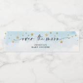 月の青い男の子の赤ん坊のシャワーの上で ペットボトルラベル (シングルラベル)