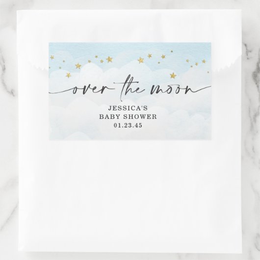 月の青い男の子の赤ん坊のシャワーの上で 長方形シール (バッグ)