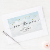 月の青い男の子の赤ん坊のシャワーの上で 長方形シール (封筒)