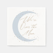 月の青い男の子の赤ん坊のシャワー越え スタンダードカクテルナプキン (正面)