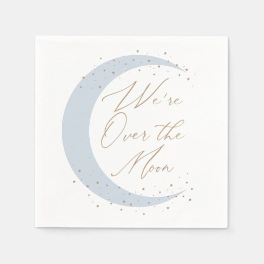 月の青い男の子の赤ん坊のシャワー越え スタンダードカクテルナプキン (正面)