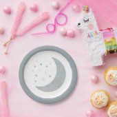 月の青い男の子の赤ん坊のシャワー越え ペーパープレート (パーティー)