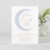 月の青い男の子の赤ん坊のシャワー越え 招待状 (スタンド正面)