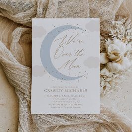 月の青い男の子の赤ん坊のシャワー越え 招待状