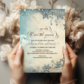 月の青い男の子の赤ん坊のシャワー越え 招待状