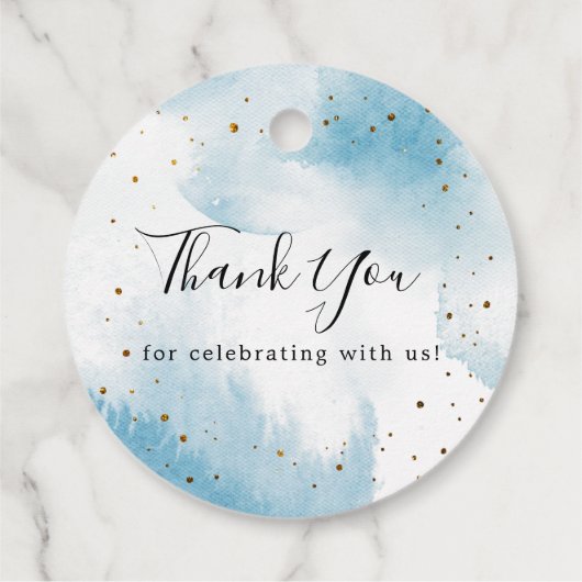 月の青い空の赤ちゃんシャワーの上 フェイバータグ (裏面)