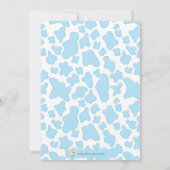 月の青い赤ちゃんシャワーにかわいい牛 招待状 (裏面)