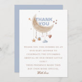 月の青い赤ちゃんシャワーを夢見る サンキューカード (正面/裏面)