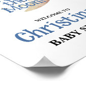 月の青い赤ちゃんシャワー歓迎のサインの上で ポスター (角)