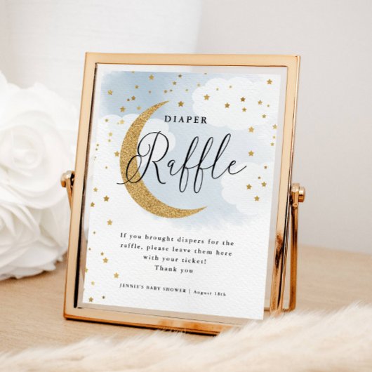 月の青おむつラッフルディスプレイシャワーの上 ポスター