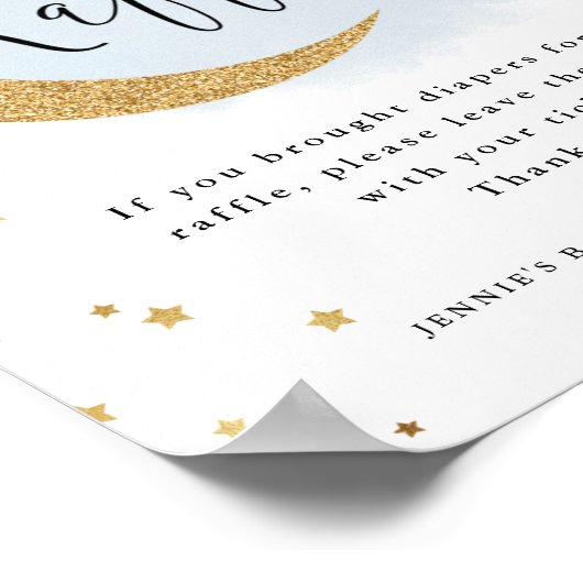 月の青おむつラッフルディスプレイシャワーの上 ポスター (角)