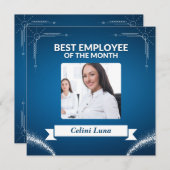 月の青モダン最高の白の従業員 招待状 (正面/裏面)