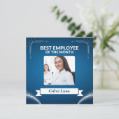 月の青モダン最高の白の従業員 招待状 (スタンド正面)