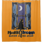 月の静寂：月と星の夜 シャワーカーテン (正面)