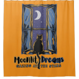 月の静寂：月と星の夜 シャワーカーテン