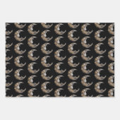 月の顔の美しいパターン ラッピングペーパーシート (正面2)