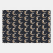 月の顔の美しいパターン ラッピングペーパーシート (正面)