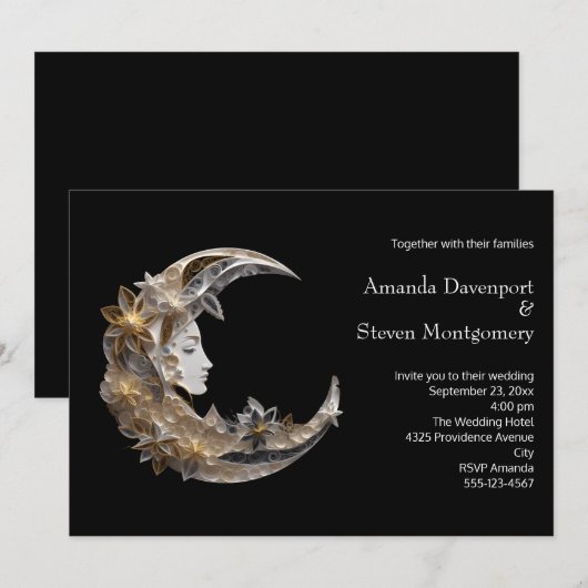 月の顔結婚の女性 招待状 (正面/裏面)