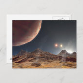 月の風景と3つの太陽 ポストカード (正面/裏面)