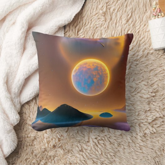月の風景アート クッション (ブランケット)