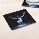 月の鹿の保護具 スクエアペーパーコースター (アングル)