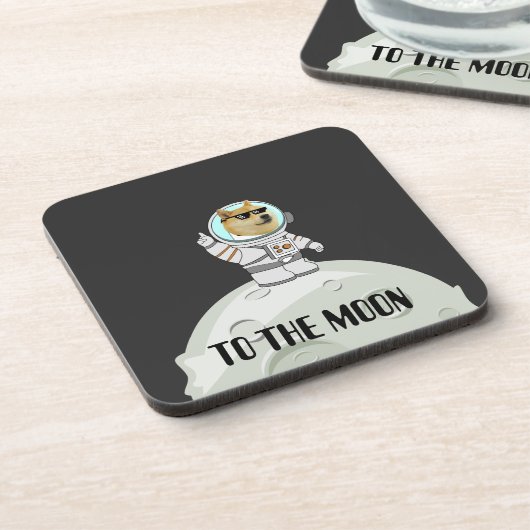 月の黒い宇宙飛行士おもしろいの犬にドジェコイン コースター (左側)